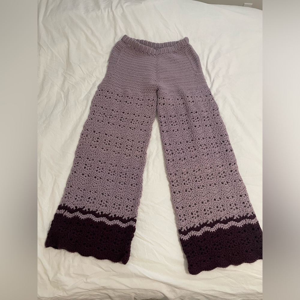 Handmade flare leg acrylic pants size small